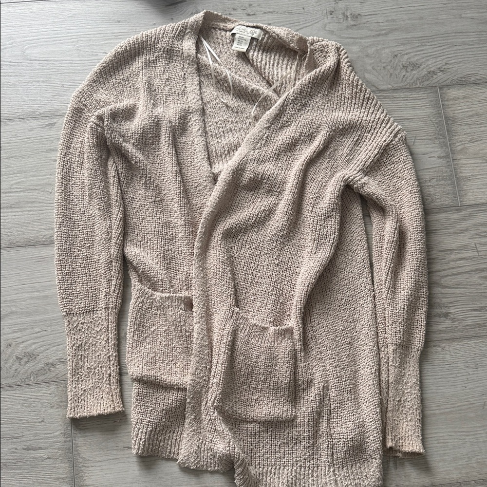 Rachel Zoe Textured Knit Cardigan in Light Tan